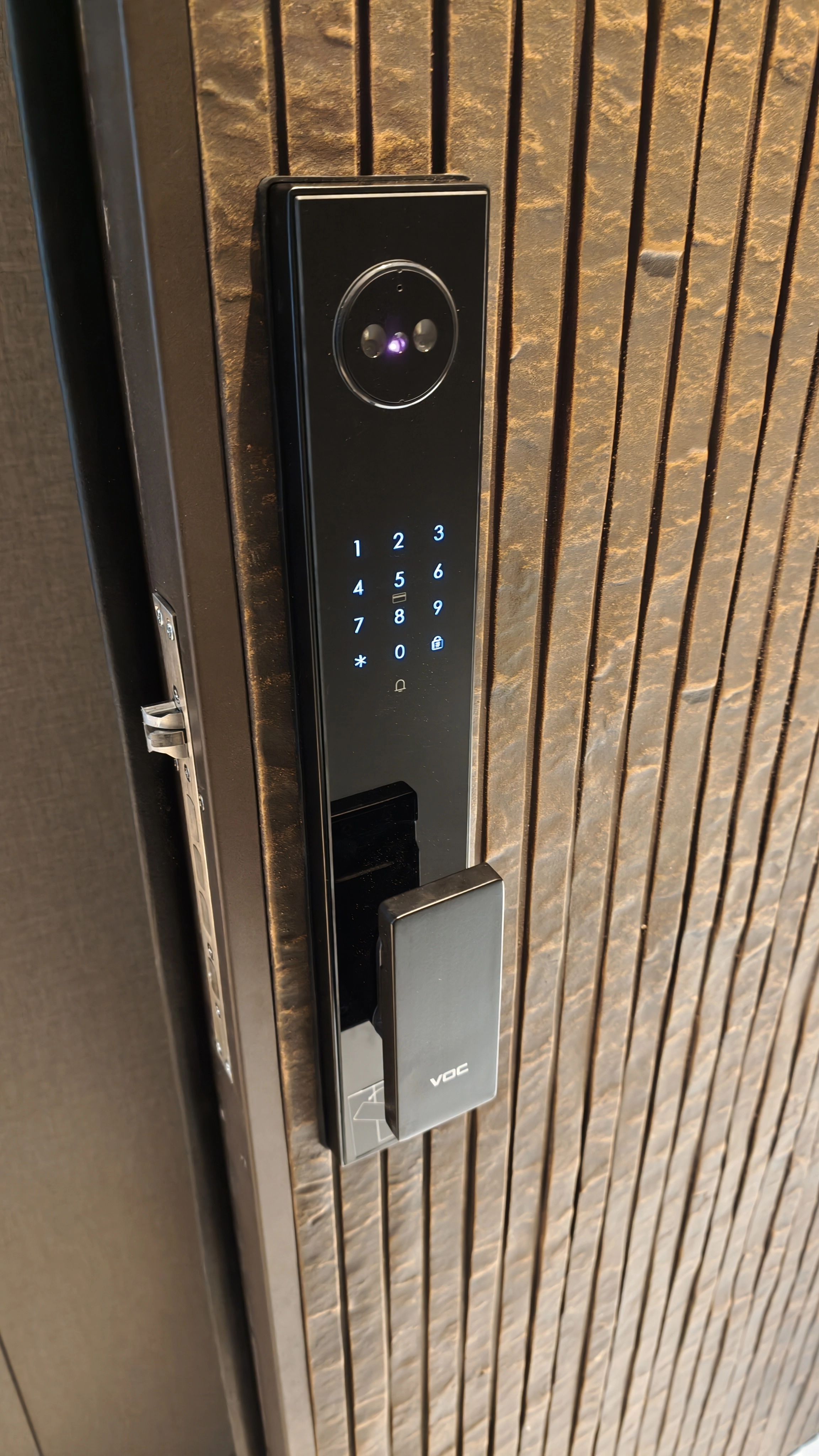 住家木紋大門指紋推拉式電子鎖